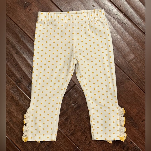 Swoon Baby 12M Baby Yellow Polka Dot Legging Pants Ruffle Button Bottom Detail - Picture 7 of 8